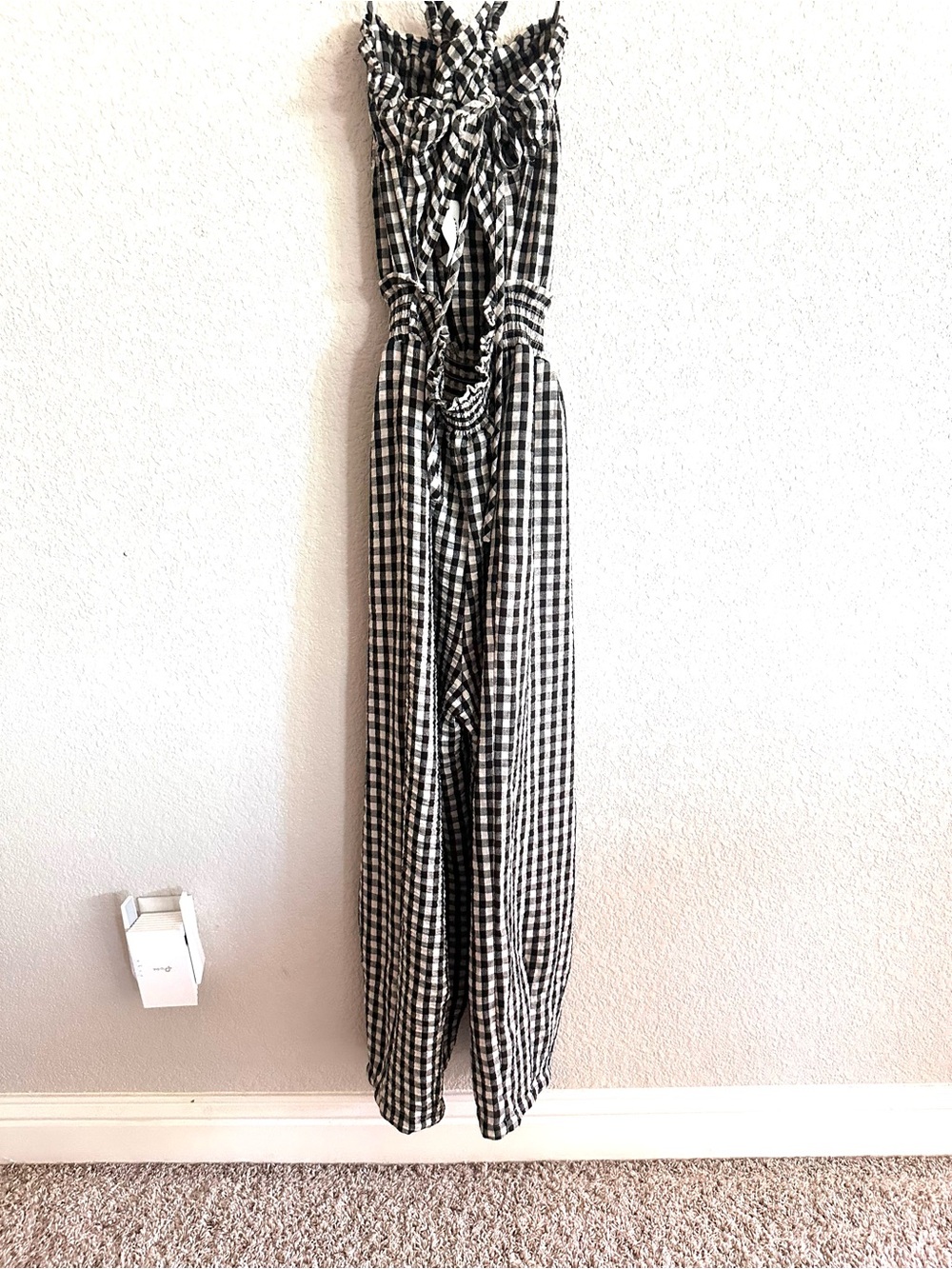 Gingham SWide-Leg Jumpsuit - Black & White - Picture 15 of 15